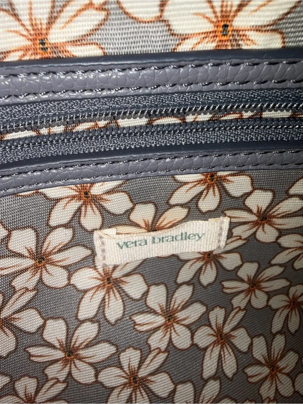 Vera Bradley Gray Leather Tote with Removable Strap - Picture 3 of 3